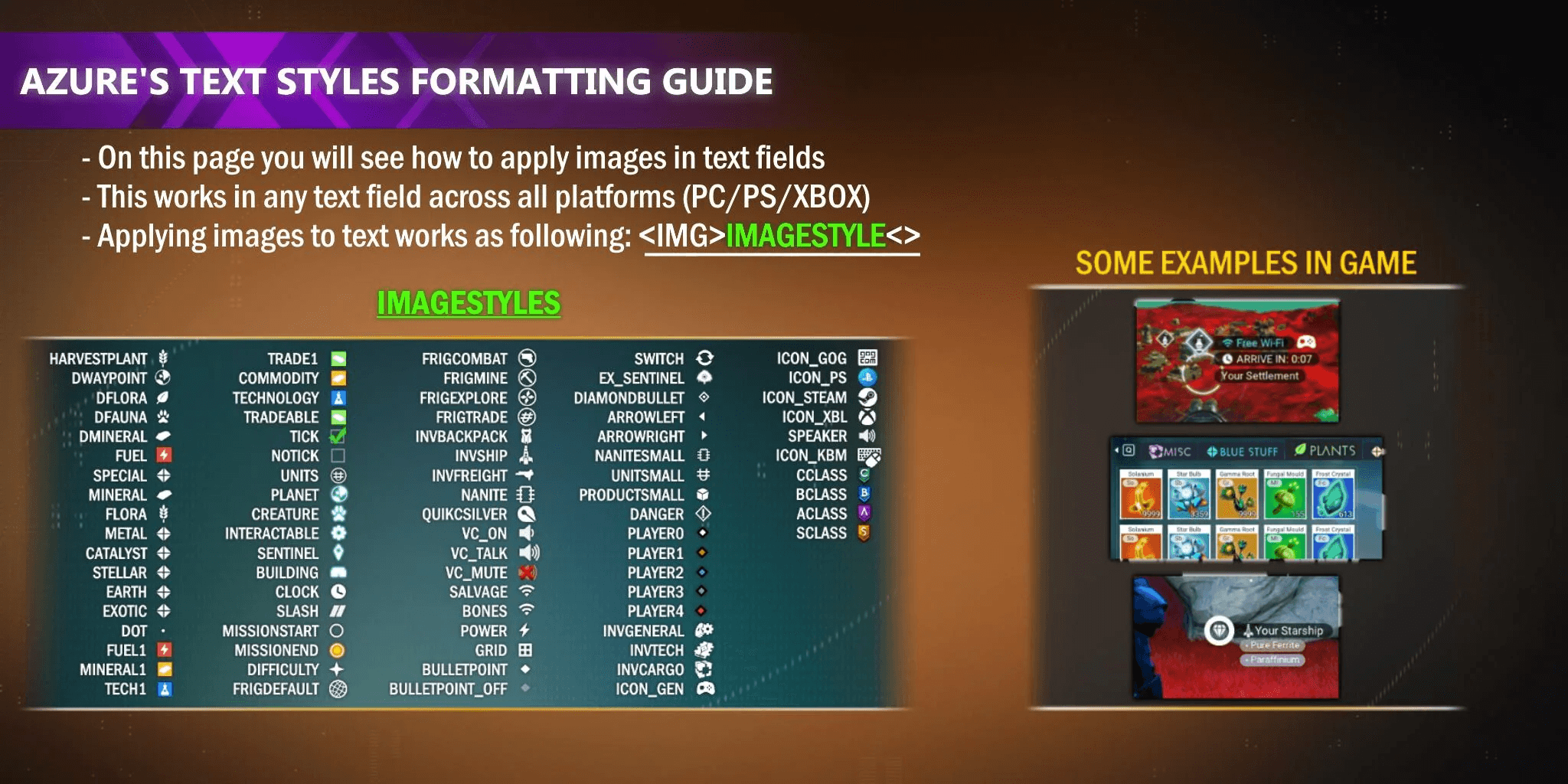 Image containing icons available to decorate text